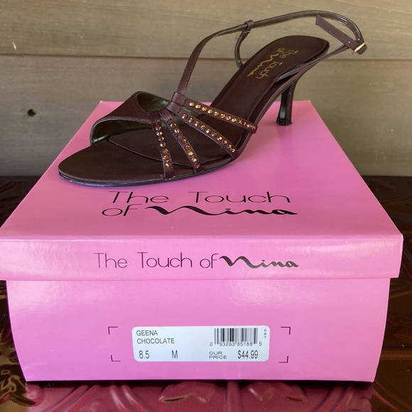 Rhinestone embellished strappy Brown Touch of Nina heels, Worn Once- size 8.5 - Picture 7 of 7